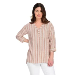 Mixed Stripe V-Neck Missy Tunic