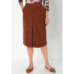 Inverted Box Pleat Corduroy Midi Petite Skirt