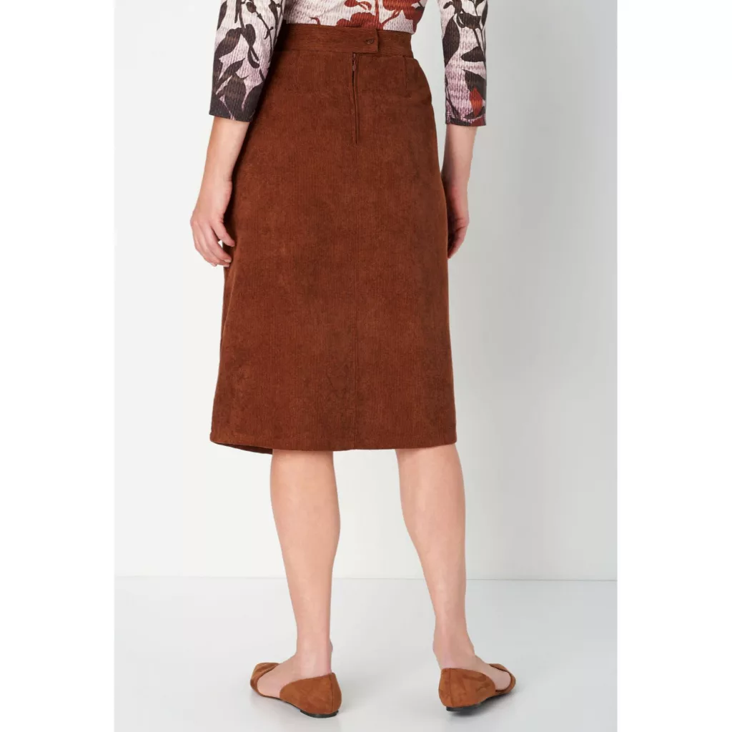 Inverted Box Pleat Corduroy Midi Petite Skirt - Image 2