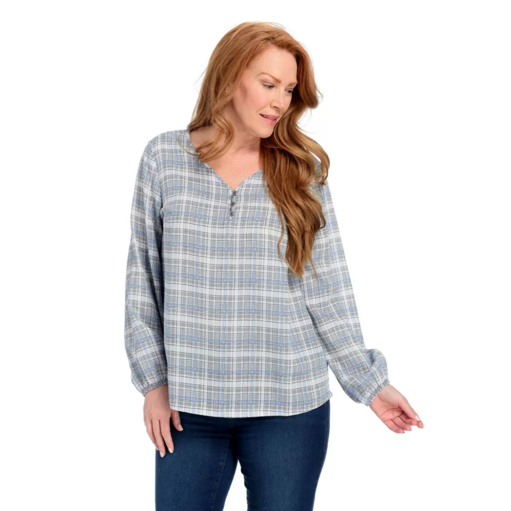 Plaid Print Textured Popover - Image 2