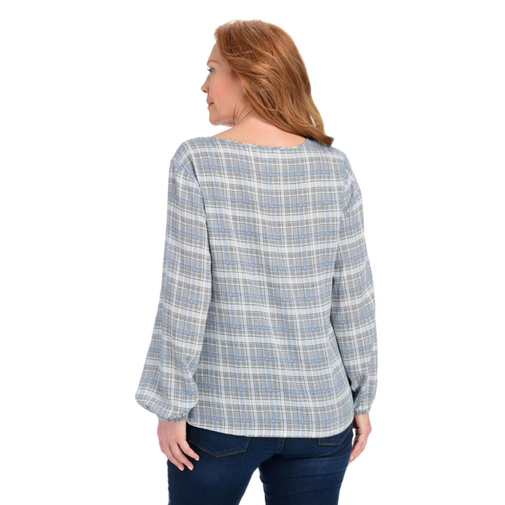 Plaid Print Textured Popover - Image 4