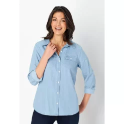 Chambray Long Sleeve Button Up Shirt
