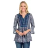 Farmers Marketby One World Printed Knit Velvet Bib Bell Sleeve Top