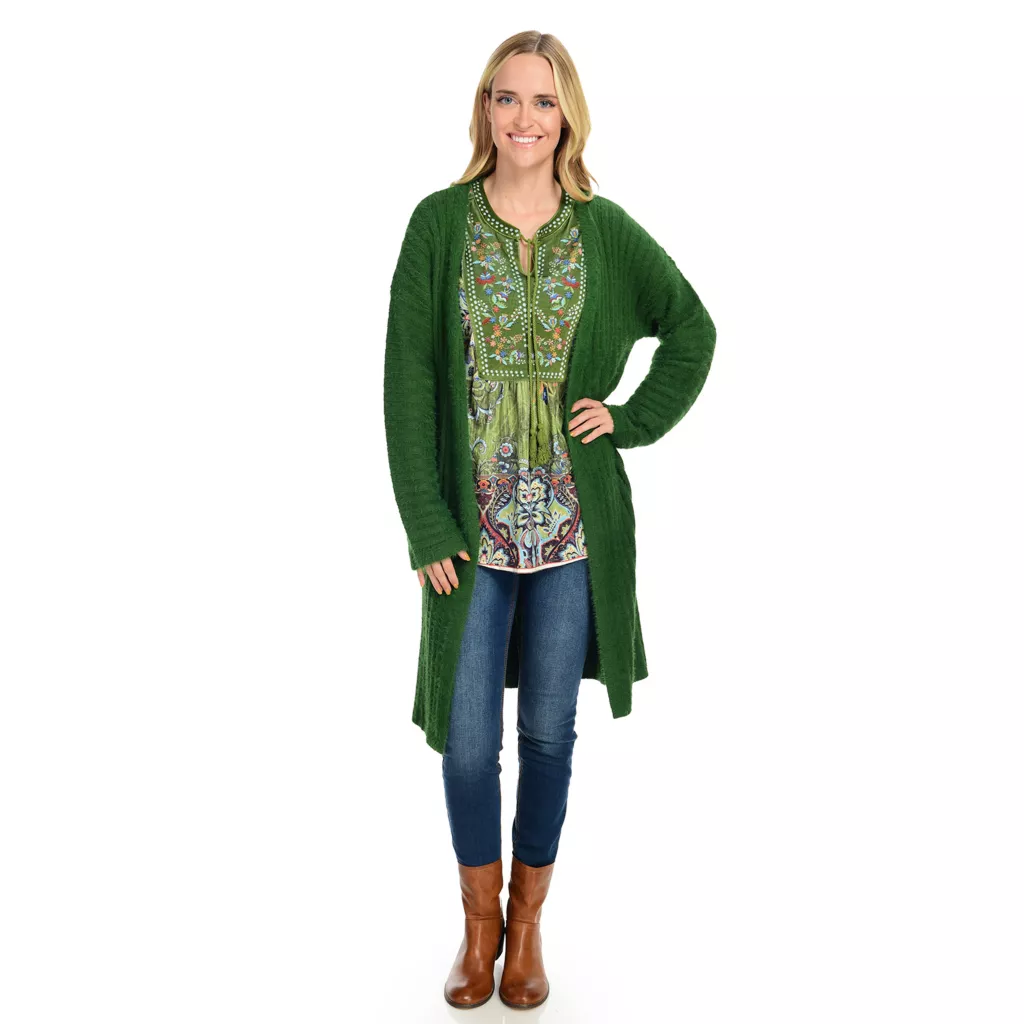 Farmers Marketby One World Printed Knit Velvet Bib Bell Sleeve Top - Image 9