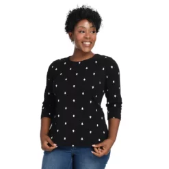 3/4 Sleeve Satin Trim Tee