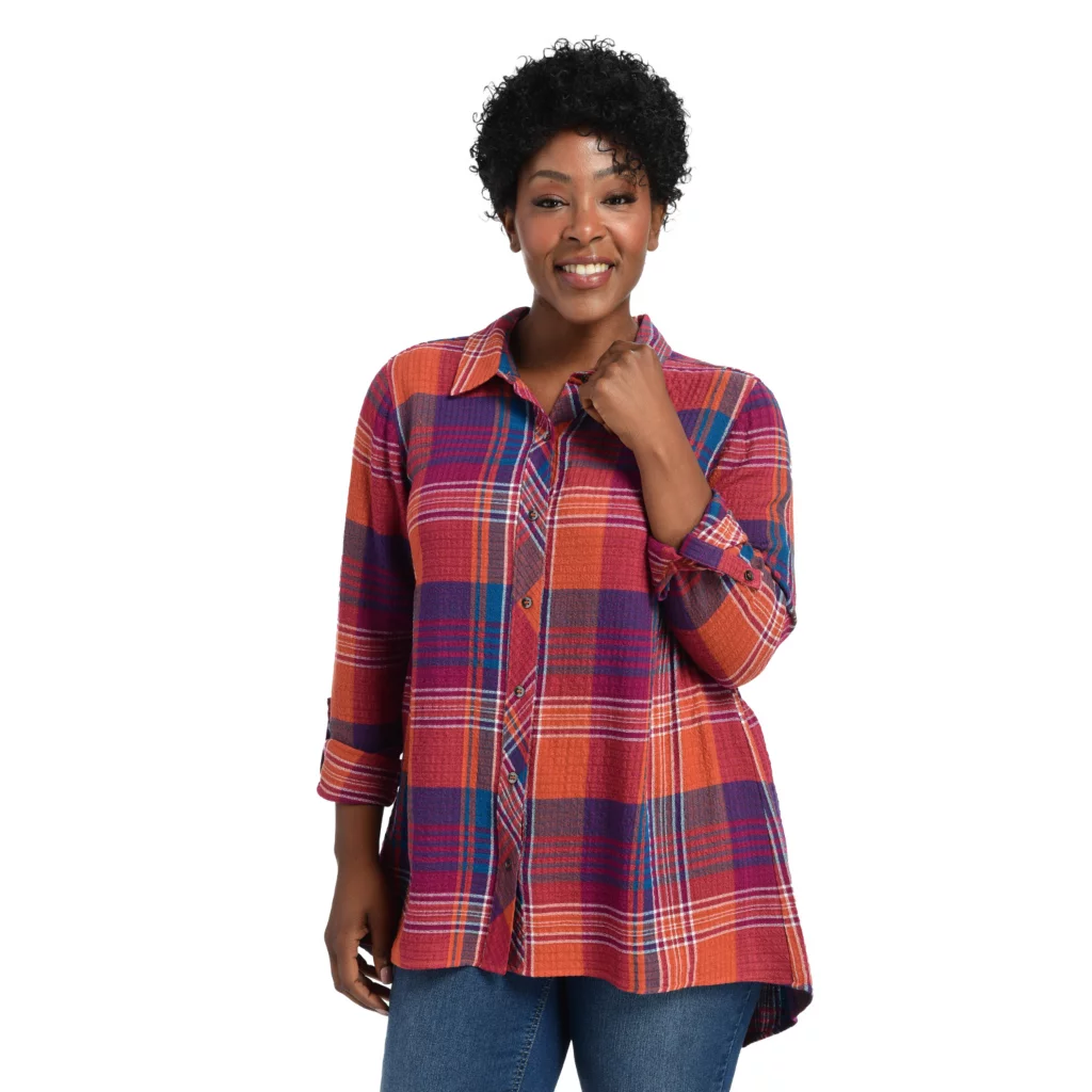 Long Sleeve Plaid Tunic - Image 4