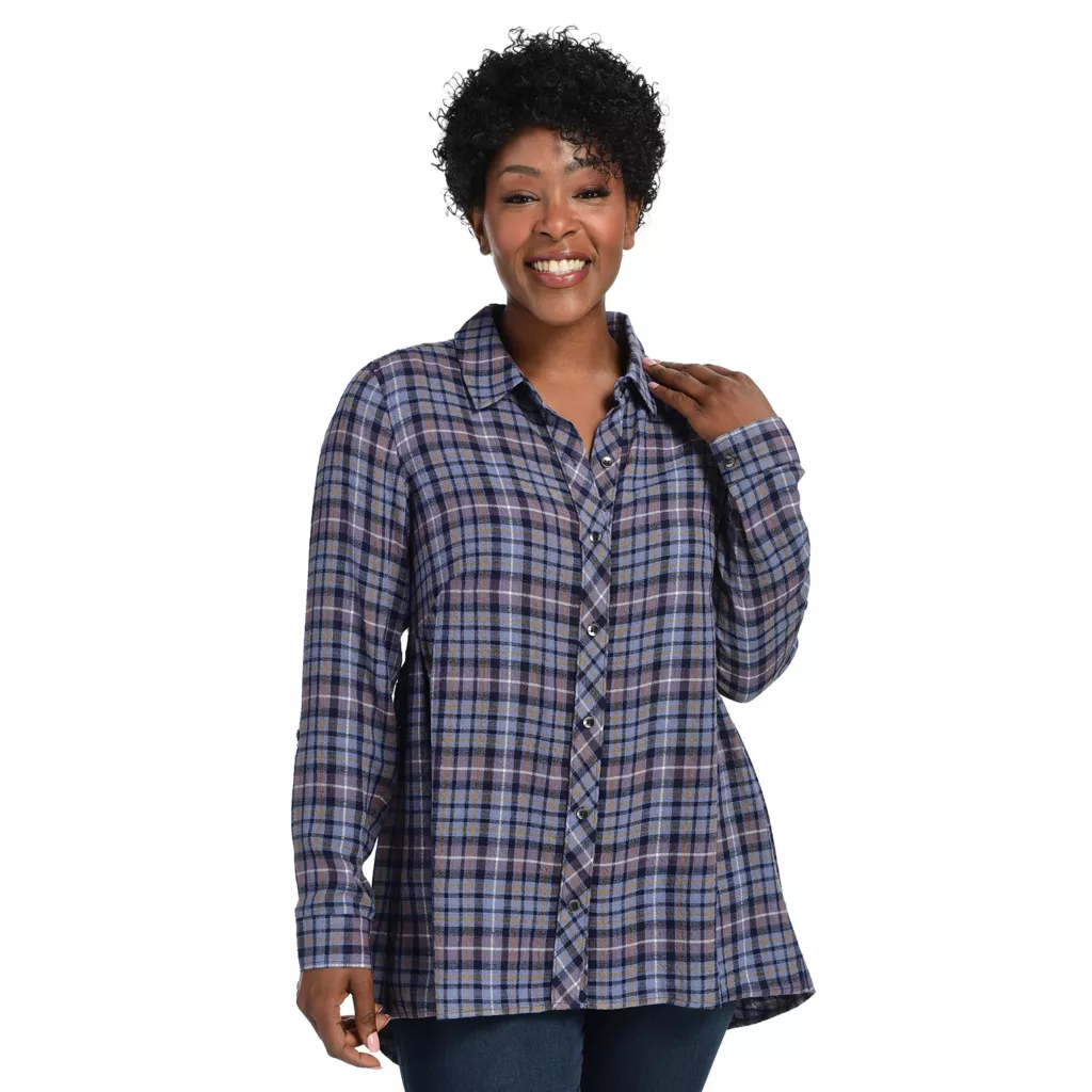 Long Sleeve Plaid Tunic - Image 2