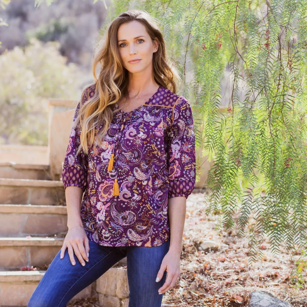 Farmers Marketby One WorldMixed Print Knit Tassel Detailed Blouse - Image 4