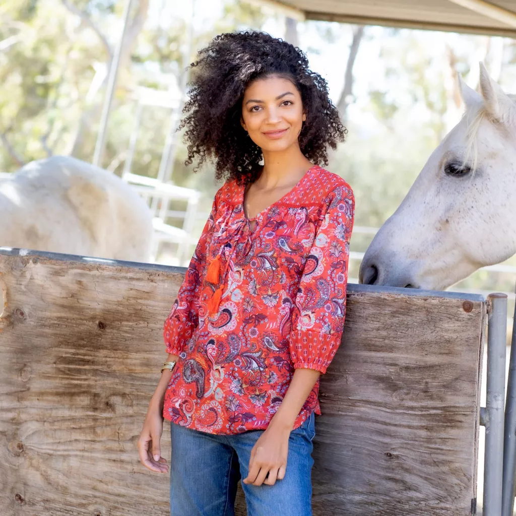 Farmers Marketby One WorldMixed Print Knit Tassel Detailed Blouse - Image 6