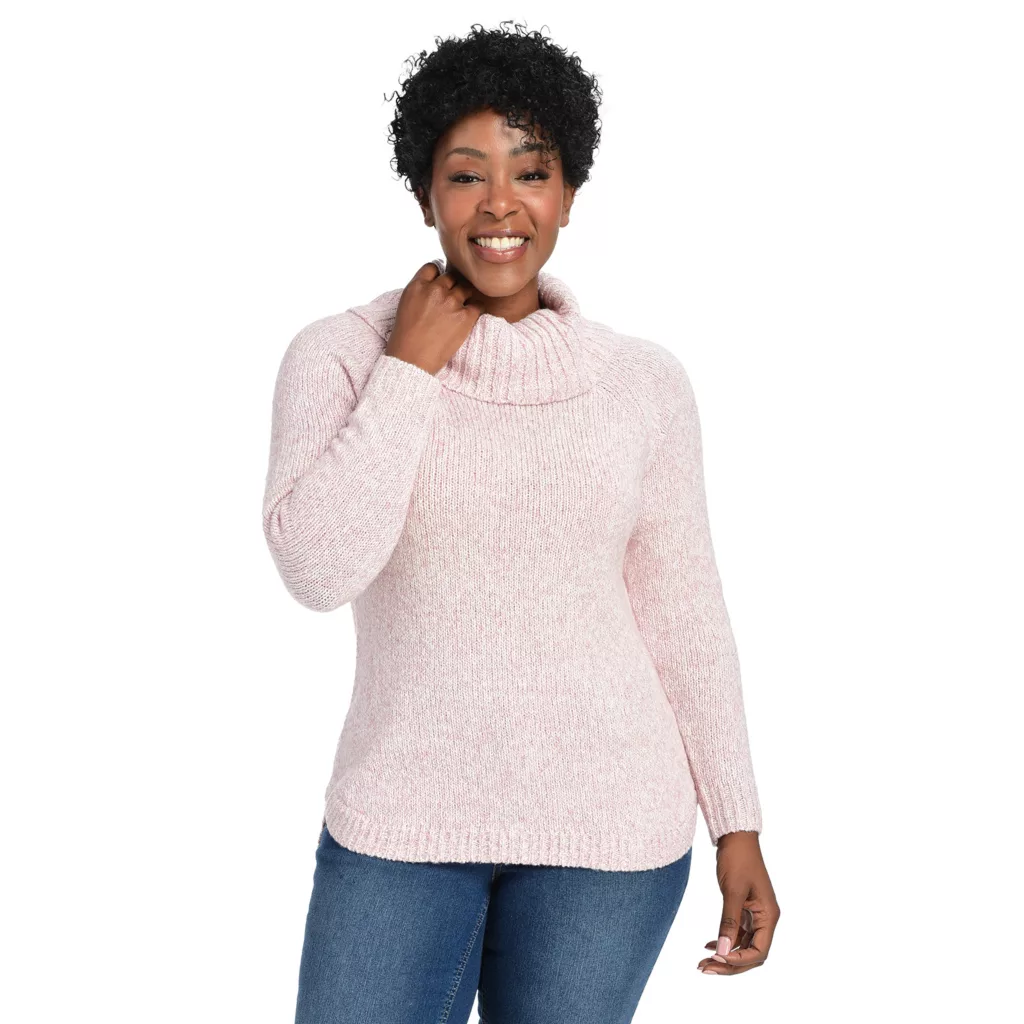 Tweed Cowl Neck Pullover Sweater