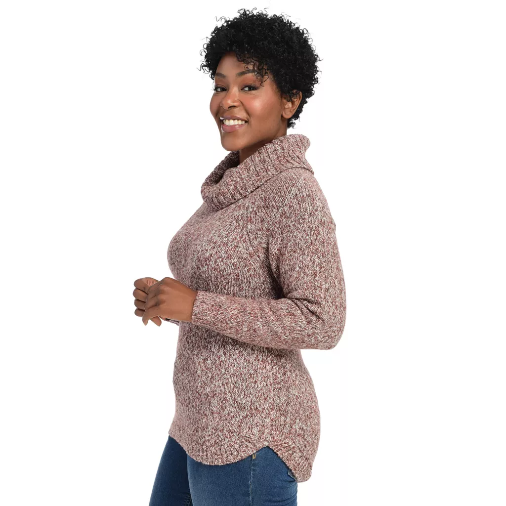 Tweed Cowl Neck Pullover Sweater - Image 2
