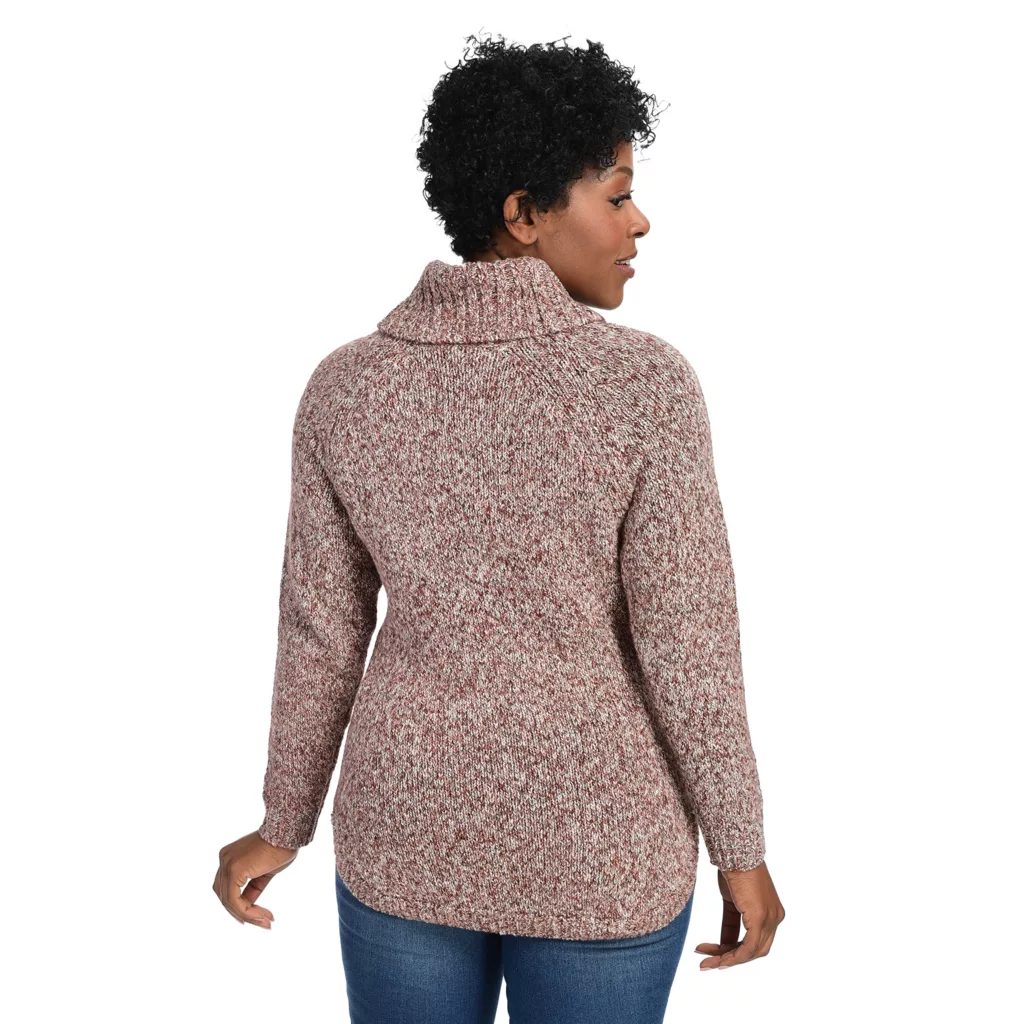 Tweed Cowl Neck Pullover Sweater - Image 3