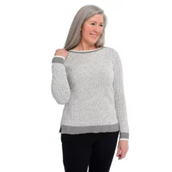 Check Boatneck Pullover Sweater