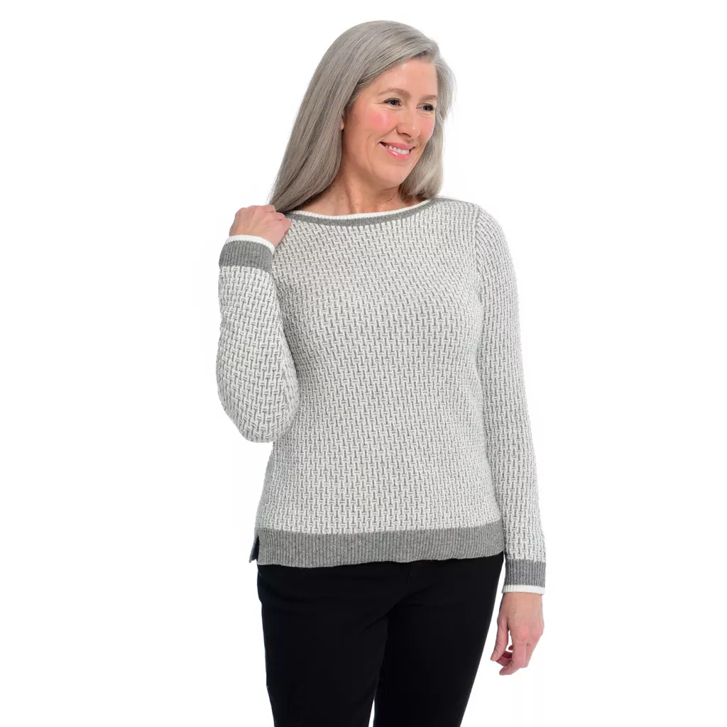 Check Boatneck Pullover Sweater