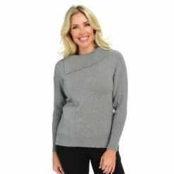 Rib Split Cowl Pullover Sweater