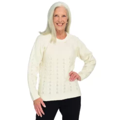 Pointelle Raglan Pullover Sweater