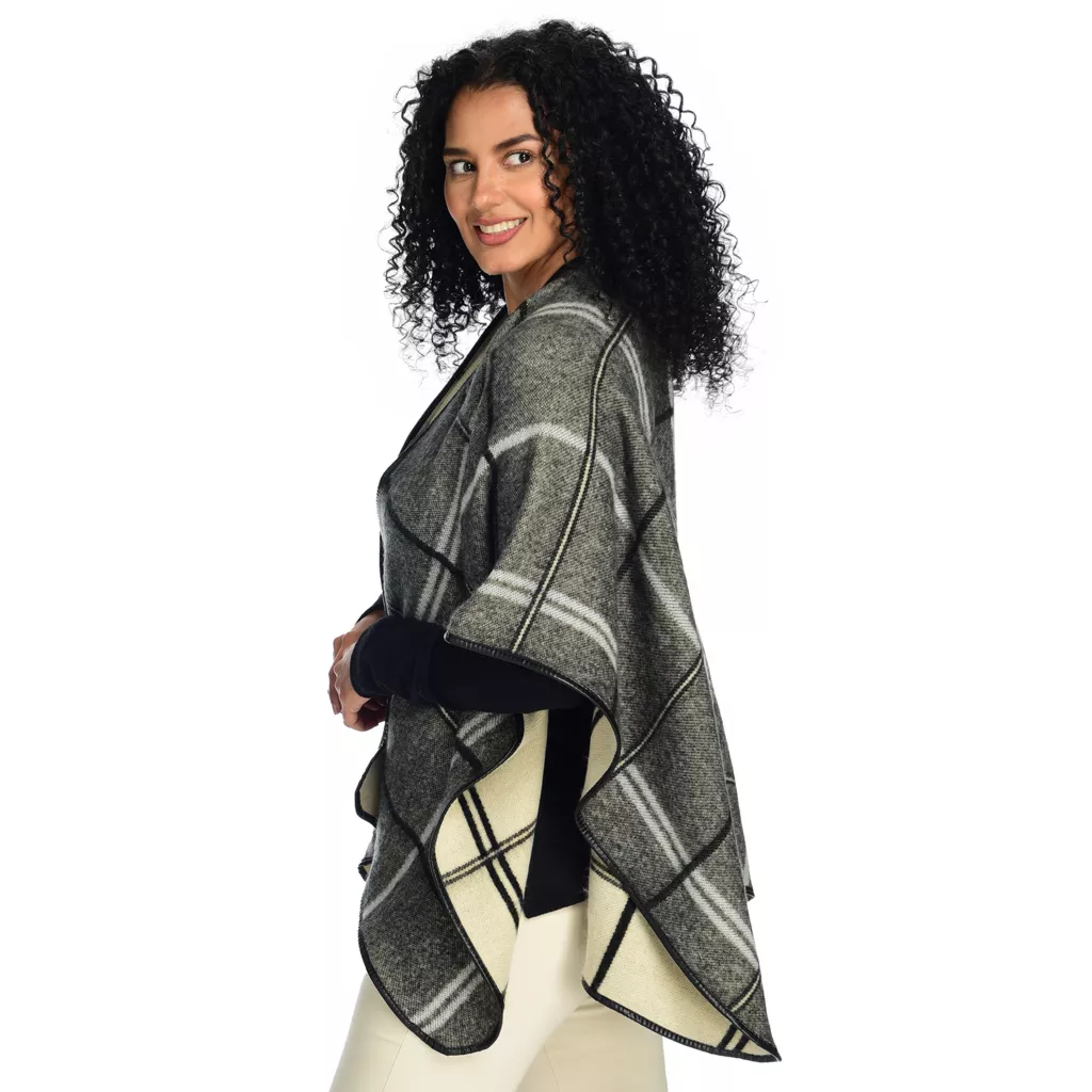 Plaid Blanket Ruana - Image 3