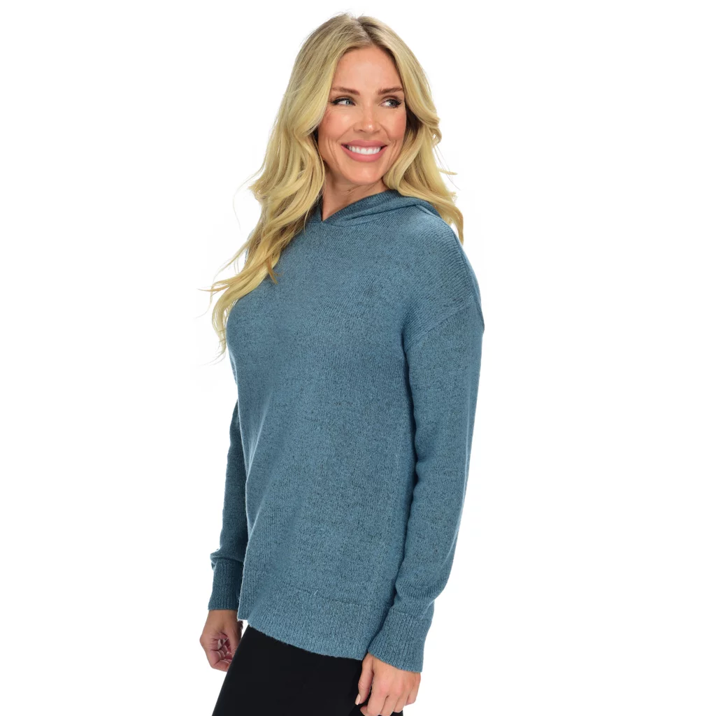 Solid HoodedPullover Sweater - Image 2