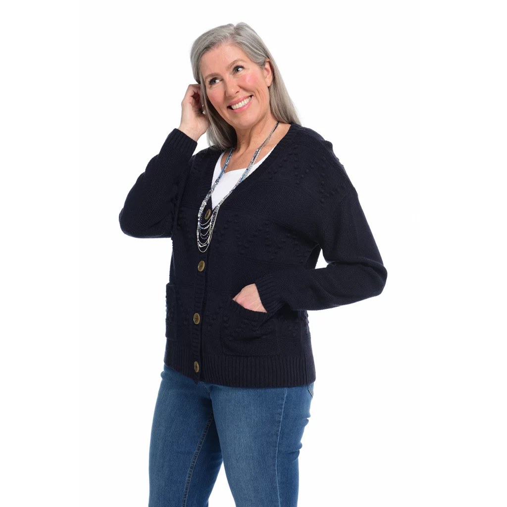 Solid Bobble Cardigan Sweater - Image 2