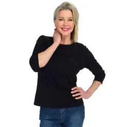 3/4 Sleeve CrewNeck Satin TrimPerfect Tee