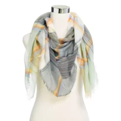 Textured Multi Stripe Oblong Scarf