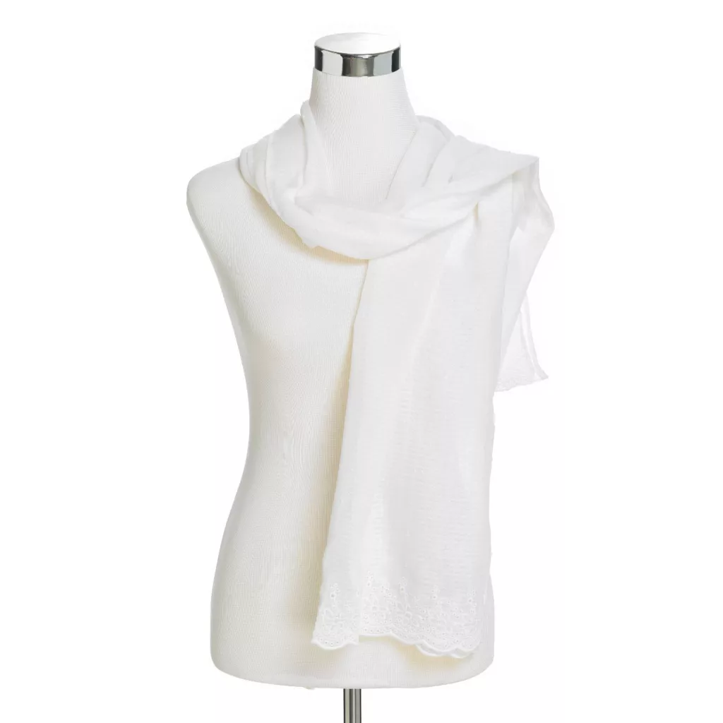 Embroidered Eyelet Border Scarf - Image 2
