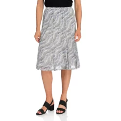 Mesh Printed Midi Skirt