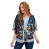 Floral Border Print Tie Waist Kimono