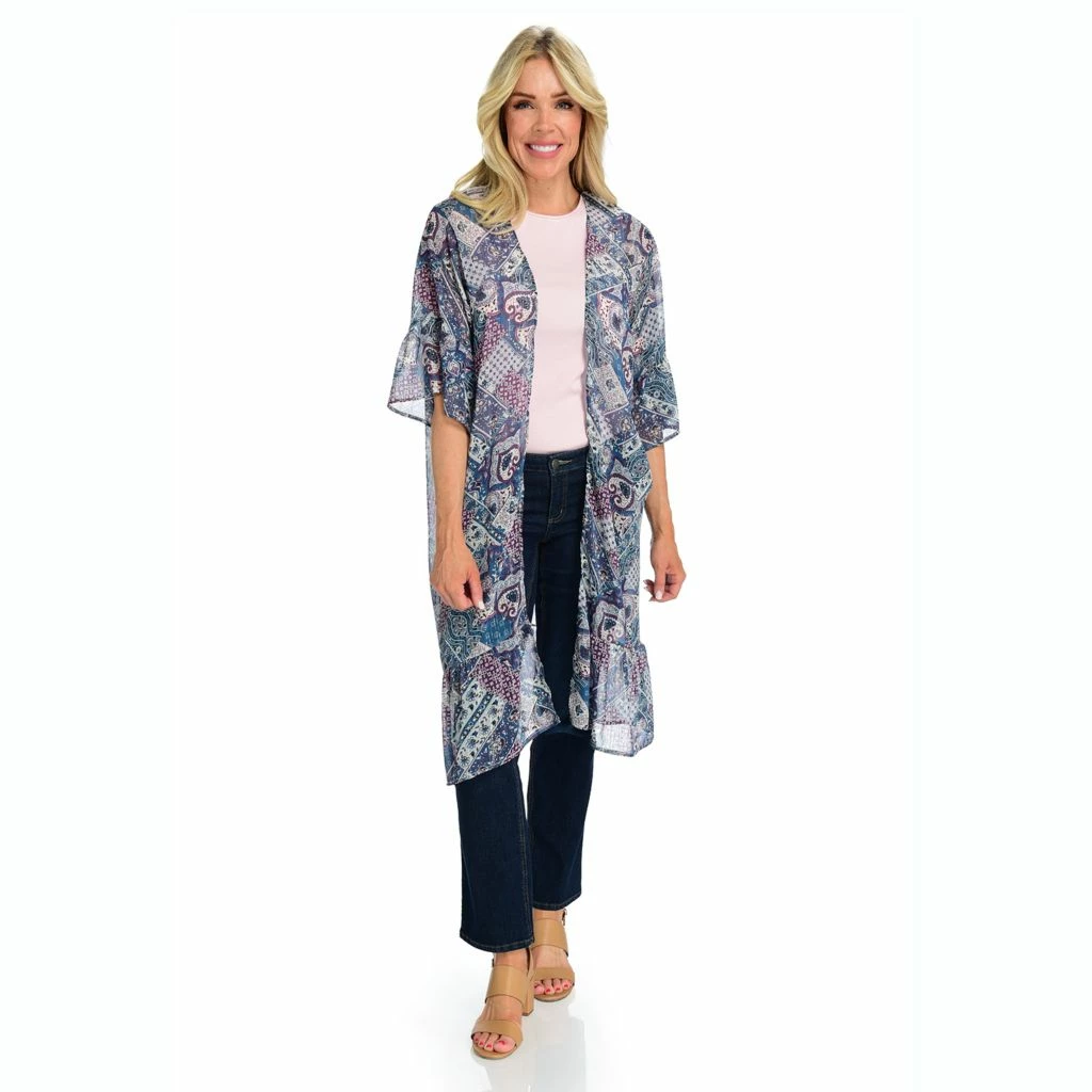 Shimmer Scarf Print Kimono - Image 2