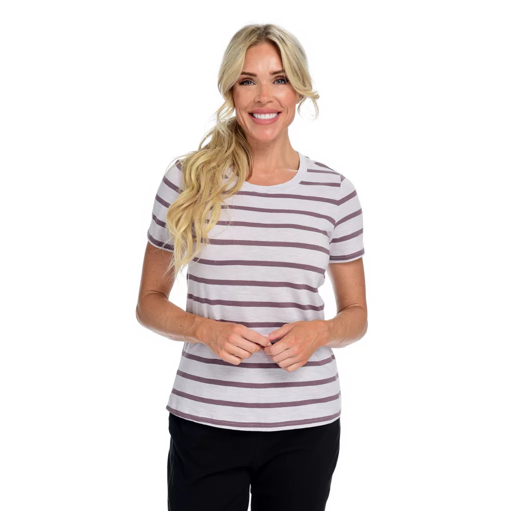 Relaxed Restyled Stripe Slub Knit Crew Neck Tee
