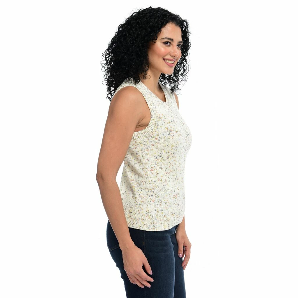 Pointelle Detail Sleeveless Sweater - Image 2