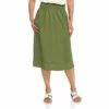 Solid ElasticWaist Midi Skirt