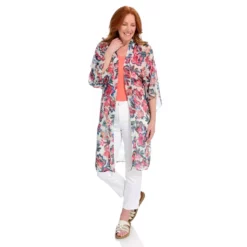 Floral Print Long Kimono