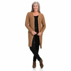 Long SleevedPointelle DusterCardigan