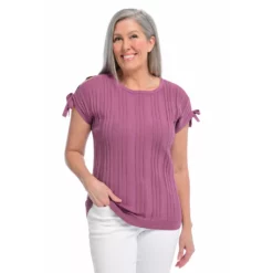 Tie Sleeve Ribbed Lightweight Sweater