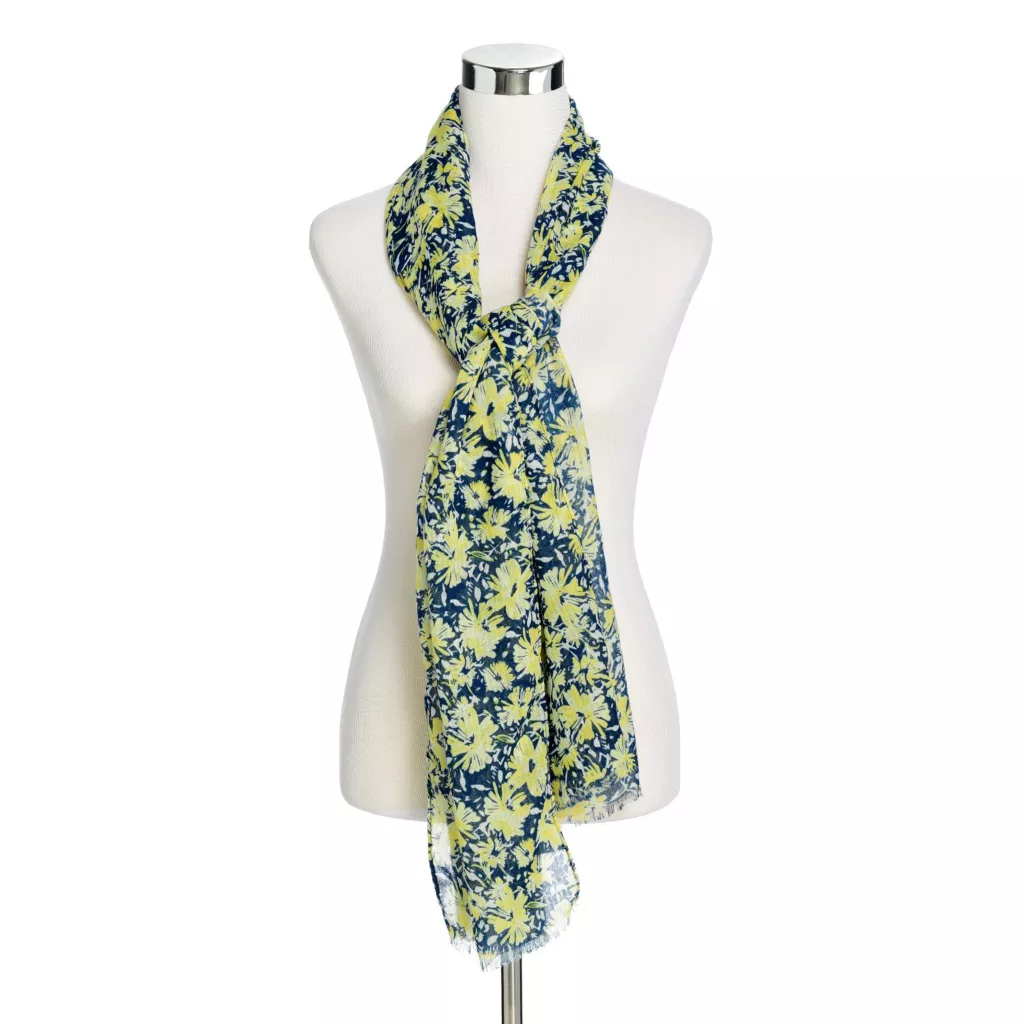 Printed Floral Gauze Oblong Scarf - Image 2