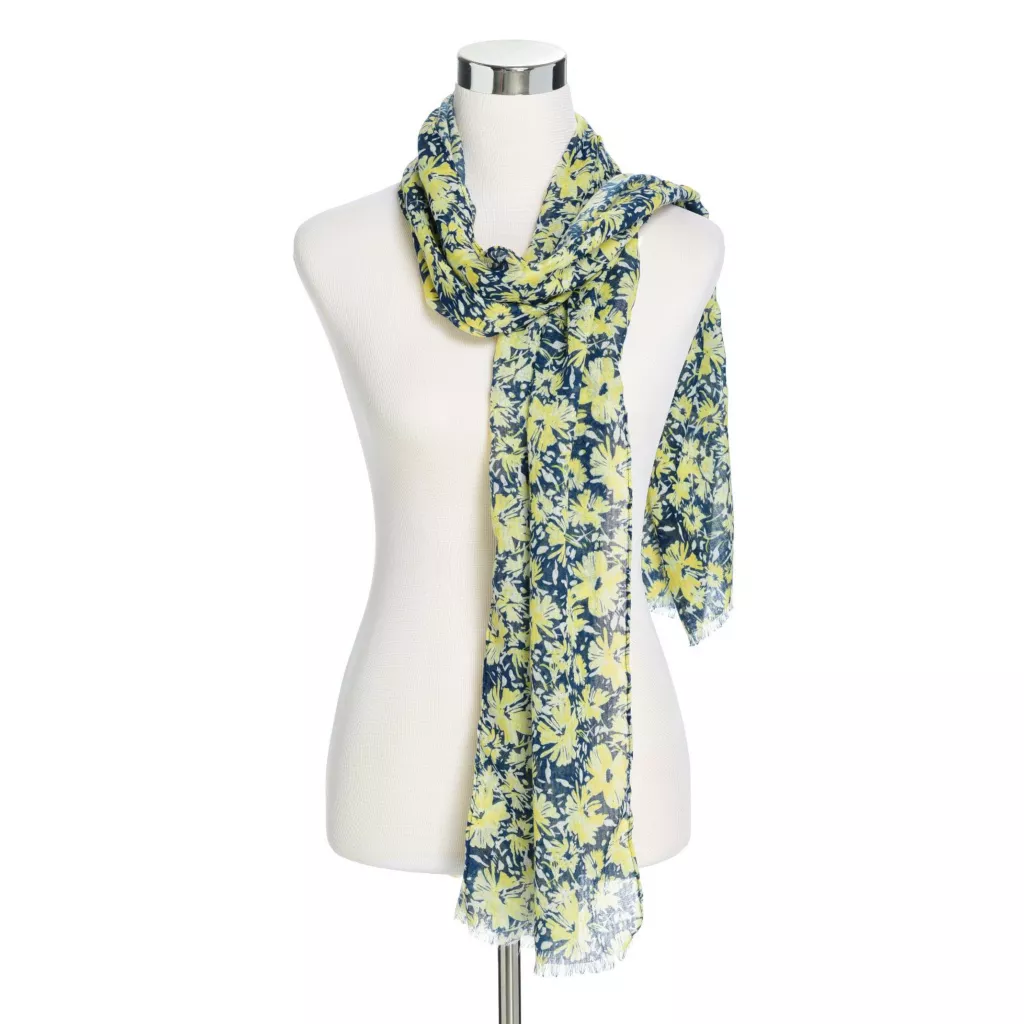 Printed Floral Gauze Oblong Scarf - Image 3