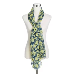 Printed Floral Gauze Oblong Scarf