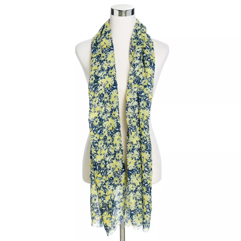 Printed Floral Gauze Oblong Scarf - Image 4