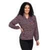 Long Sleeve V-Neck Printed Raglan Blouse