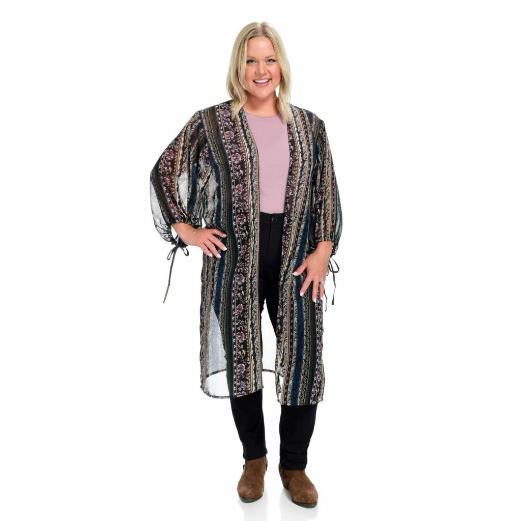 Floral Print TieSleeve Kimono - Image 2