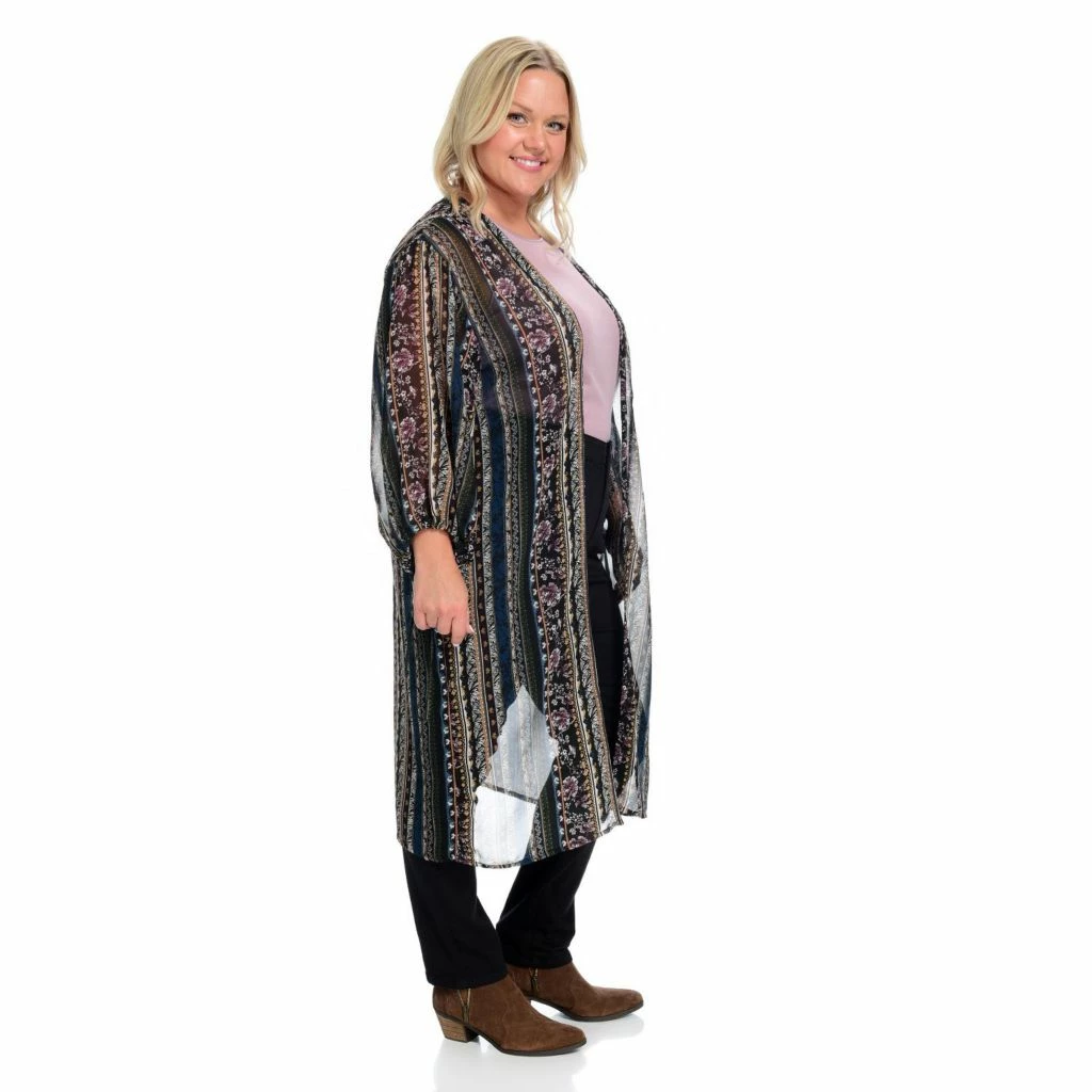 Floral Print TieSleeve Kimono - Image 3