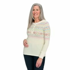 Fair IslePrint Long Sleeve Henley Thermal Tee