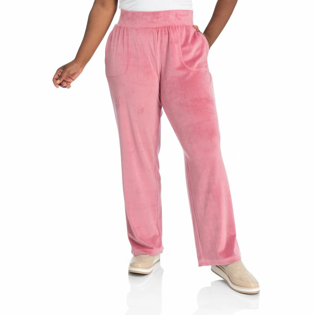 Relaxed RestyledVelour Pull OnStraight Leg Pant - Image 2