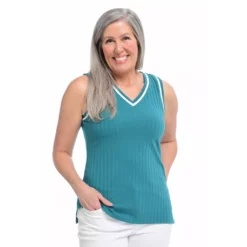 RelaxedRestyled VarsityRibbed Tank