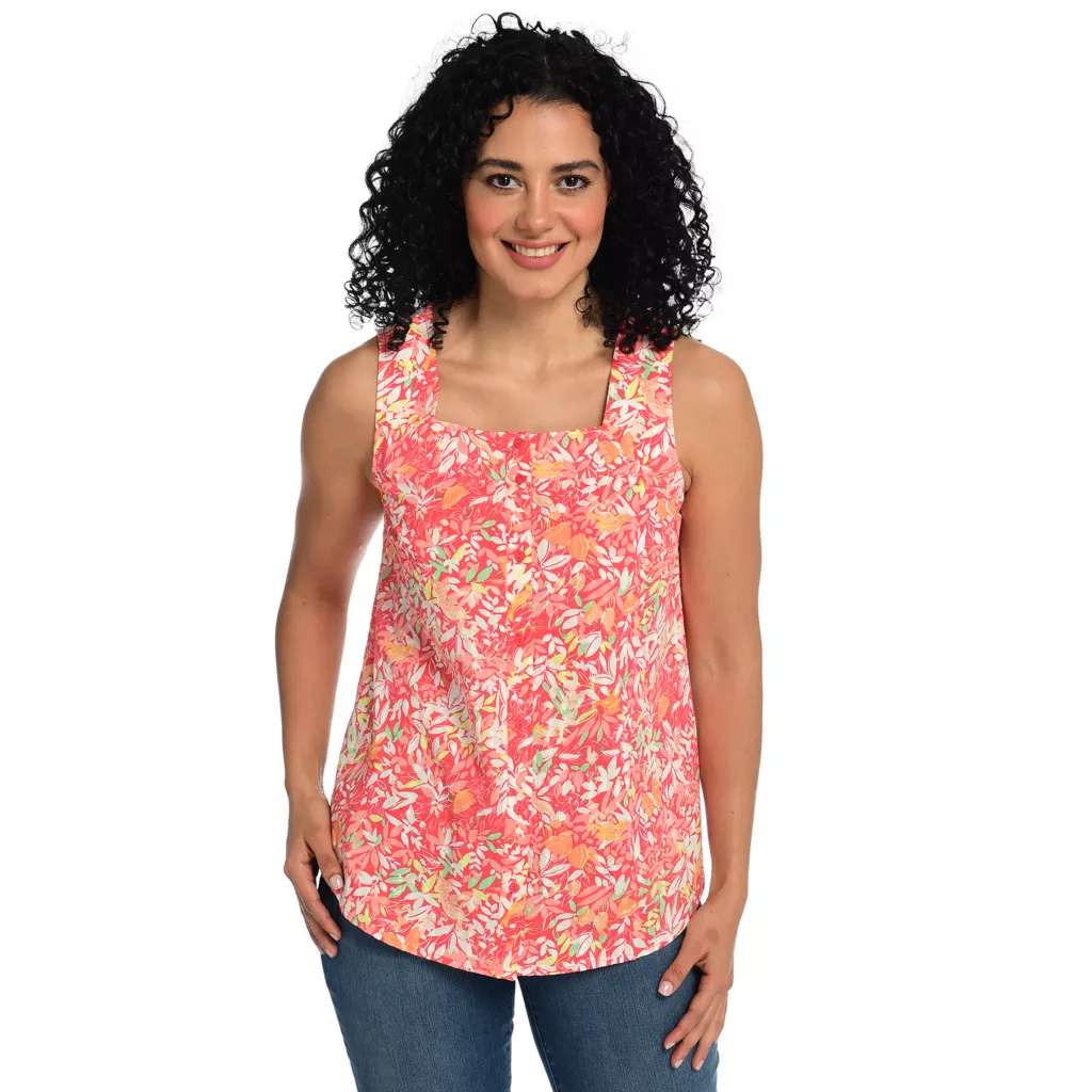 Floral PrintSquare NeckButton FrontTank - Image 2