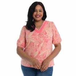 Crochet LaceTrim Short SleeveV-Neck Top