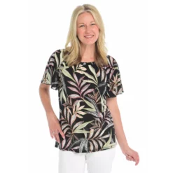 Ruffle NeckFlutter SleeveKnit Top