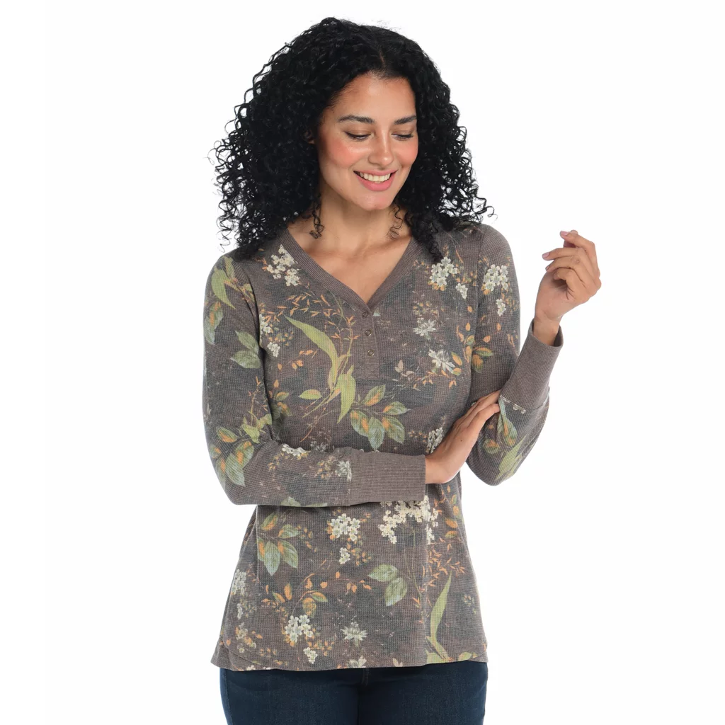 Floral PrintLong SleeveThermal Tee - Image 3