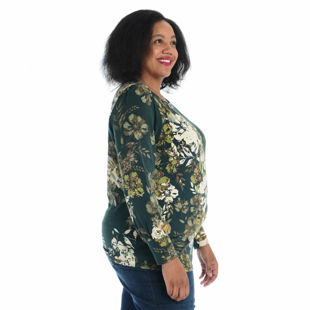 Cotton JerseyGathered Sleeve Boatneck Tee - Image 4